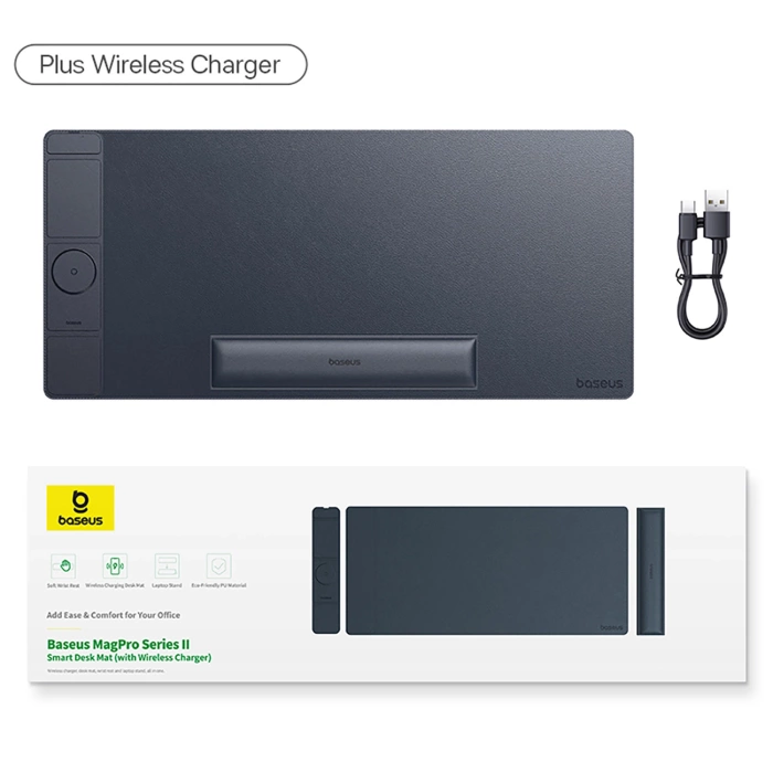 Baseus MagPro Series II BS-PS037 desk mat with wrist rest and inductive charger - black