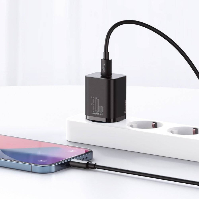 Rychlá nabíječka Baseus Super Si 1C USB Type C 30W Power Delivery Quick Charge černá (CCSUP-J01)