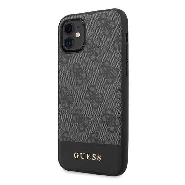 Pouzdro GUESS Apple iPhone 11 4G Stripe Collection Grey Case