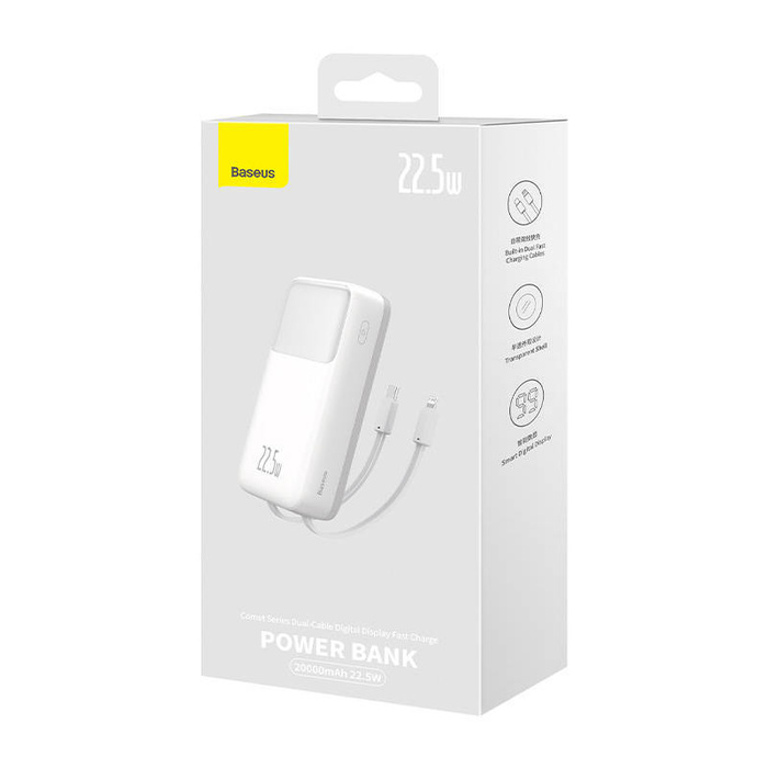 Powerbank Baseus Comet 20000mAh, USB do USB-C, 22.5W (biały)