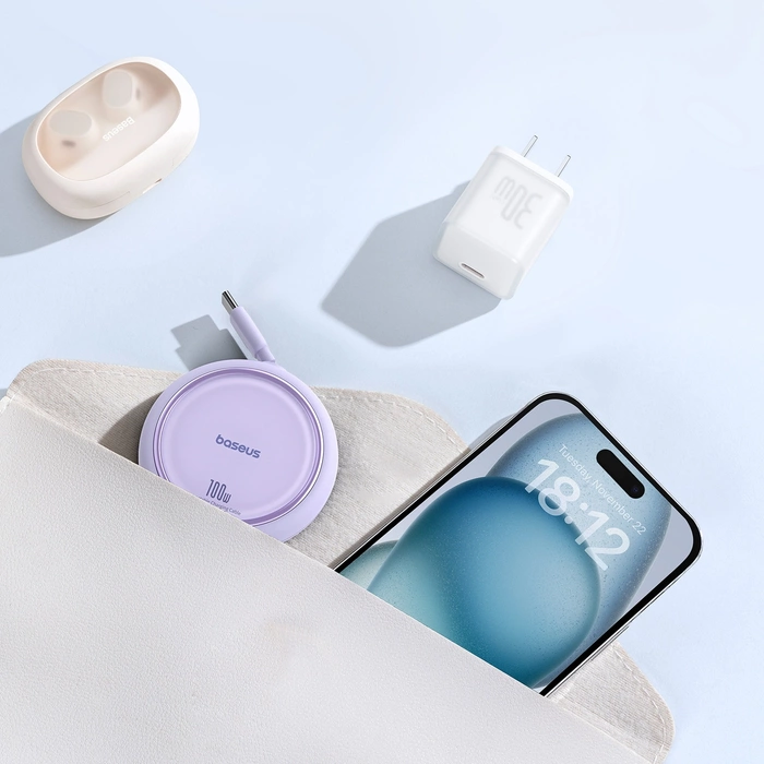 Baseus Free2Draw Mini USB-C - Câble USB-C rétractable 100W 1m - violet