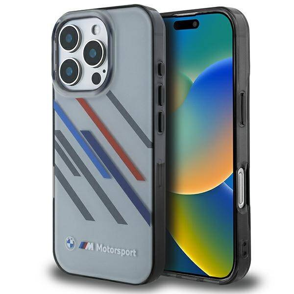 Coque BMW iPhone 16 Pro Max 6.9" gris/gris durcase Motosport IML Random Stripes