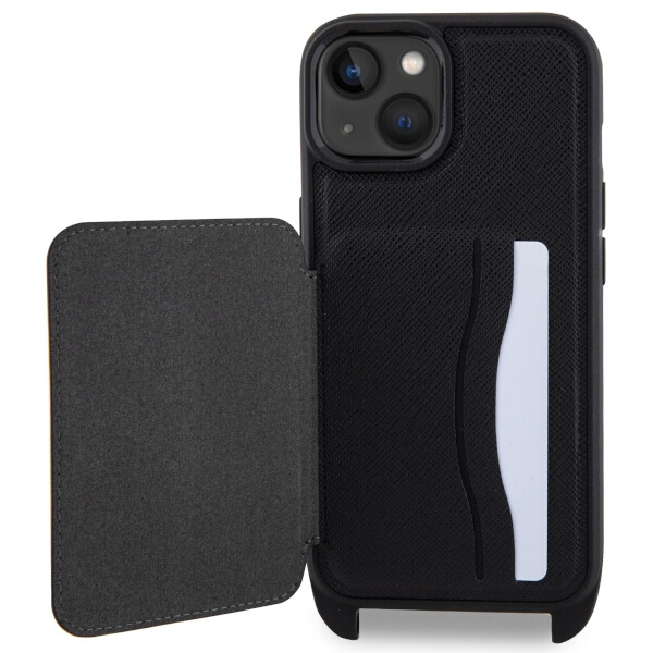 Hülle Karl Lagerfeld KLHCP14MCSAKCPMK iPhone 14 Plus 6,7" hartcase schwarz/schwarz Crossbody Saffiano Karl &amp; Choupette Case