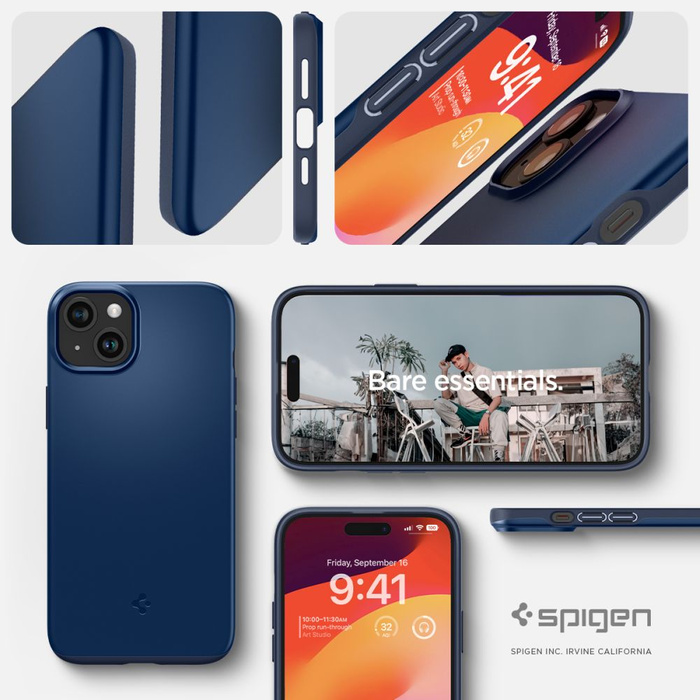 Cover Spigen Thin Fit iPhone 15 blu navy Case