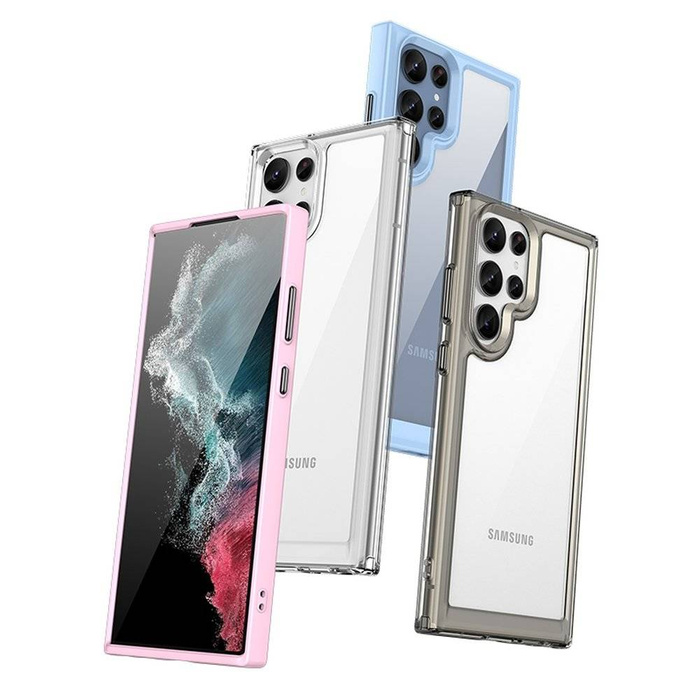 Coque pour Samsung Galaxy S22 Ultra Hard Cover avec cadre en gel rouge