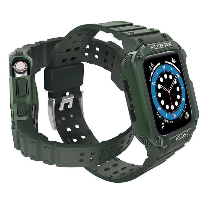 Protect Strap Band Band with Case for Watch 7/6 / 5/4/3/2 / SE (45/44 / 42mm) Case Armored Watch Cover Green