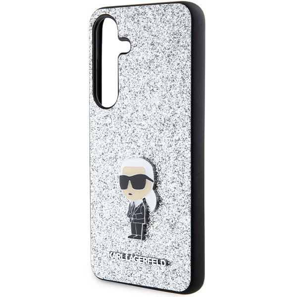 Etui Karl Lagerfeld KLHCS24MGCNPSG S24+ S926 srebrny/silver hardcase Fixed Glitter Ikonik Logo Metal Pin Case