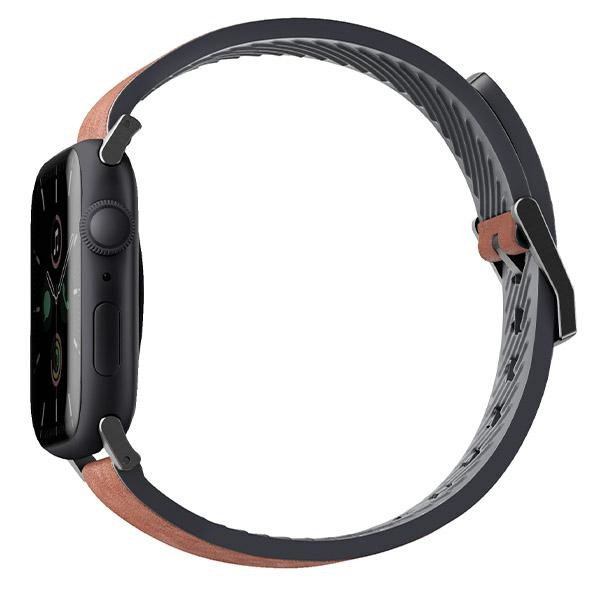 Correa Uniq Straden Apple Watch Series 4/5/6/7 / SE 42/44 / 45mm. Correa híbrida de cuero marrón / marrón