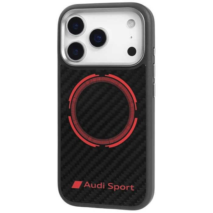 Etui Audi RSQ Carbon Fiber Sport Red     Circle MagSafe do iPhone 17 Pro czarny