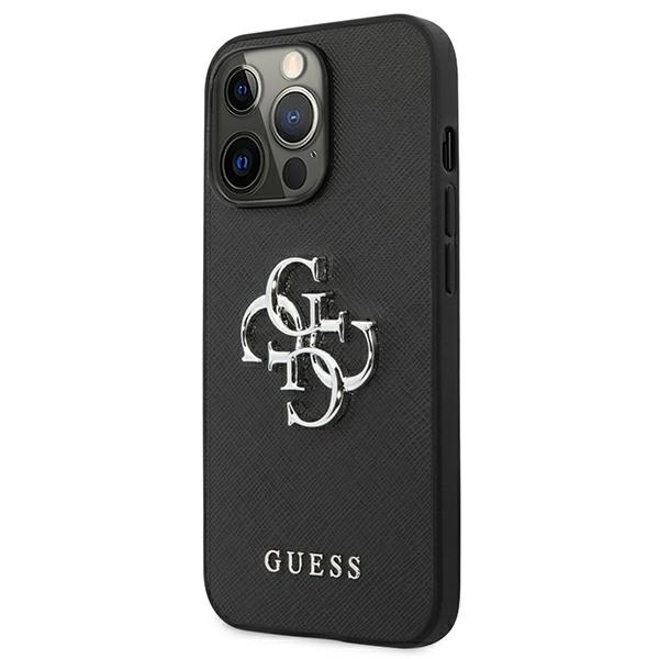  GUESS   13 Pro Saffiano 4G Logotipo metálico Negro Hardcase