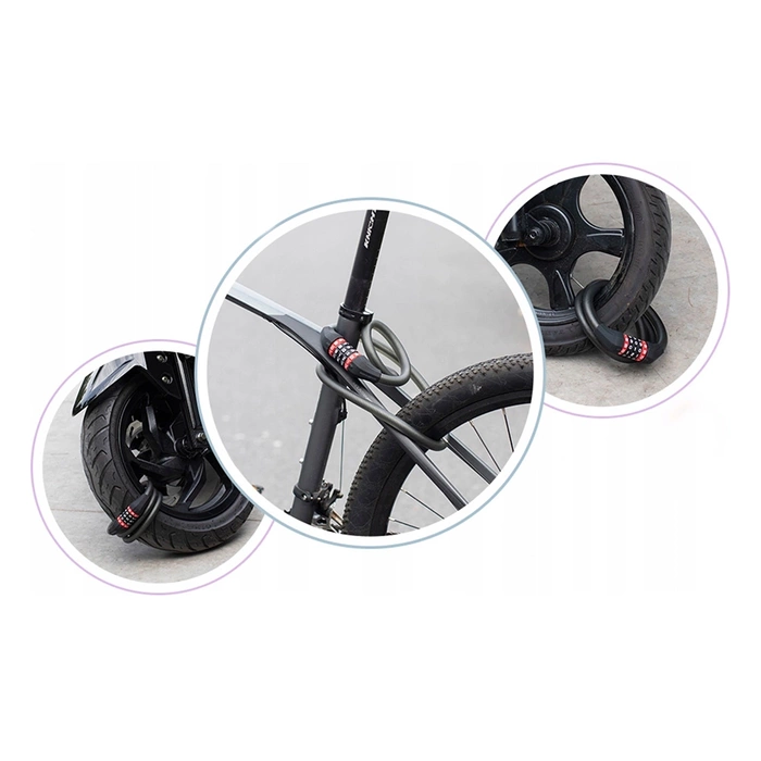 Rockbros RKS507-1BK Fahrradschloss mit Zahlenkombination 1,8 m – Schwarz