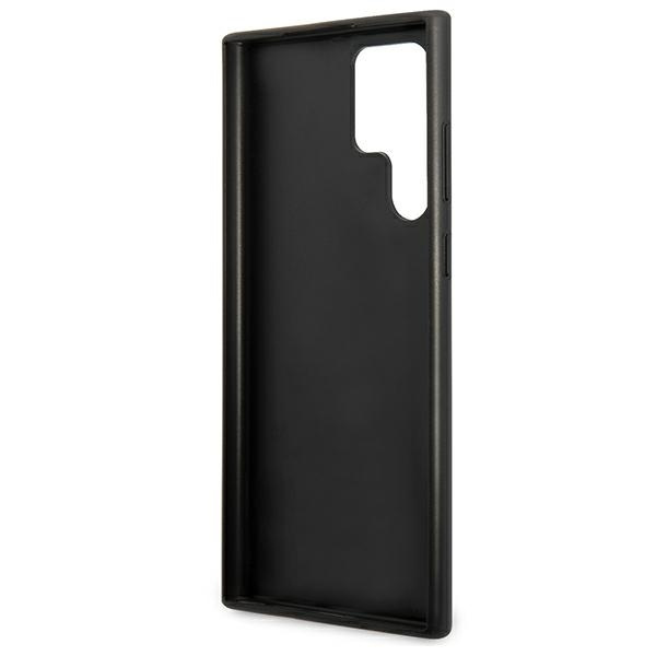 Pouzdro GUESS Samsung Galaxy S22 Ultra 4G kovové zlaté logo šedé pevné pouzdro