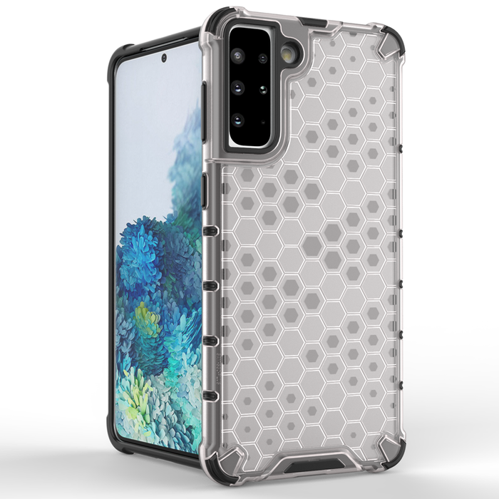 Honeycomb Handyhülle Schutzhülle mit TPU Rahmen für Samsung Galaxy S21+ 5G (S21 Plus 5G) transparent