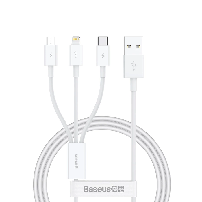 Baseus Superior Series USB-A - USB-C / Lightning / Micro-USB 3,5A-Kabel 1 m - Weiß