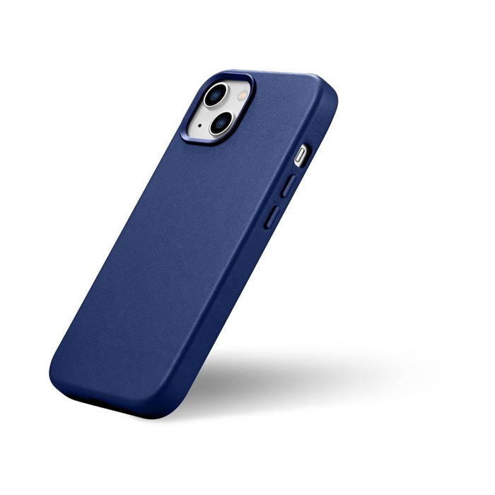 iCarer Case Funda de piel auténtica para iPhone 14 azul (WMI14220705-BU) (compatible con MagSafe)