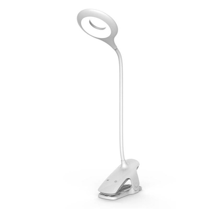 Lampe de lecture LED sans fil avec clip + câble micro USB blanc