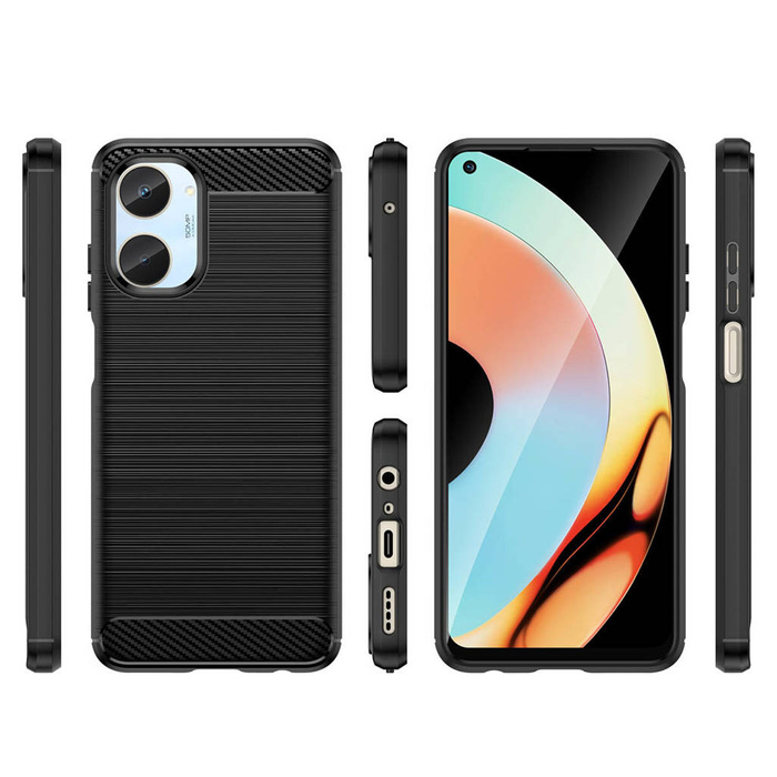 Coque Carbon Case pour Realme 10 housse carbone silicone souple noir