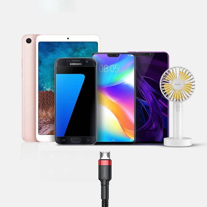 Baseus Cafule Cable odolný nylonový kabel USB / micro USB 2A 3M černo-červený (CAMKLF-H91)