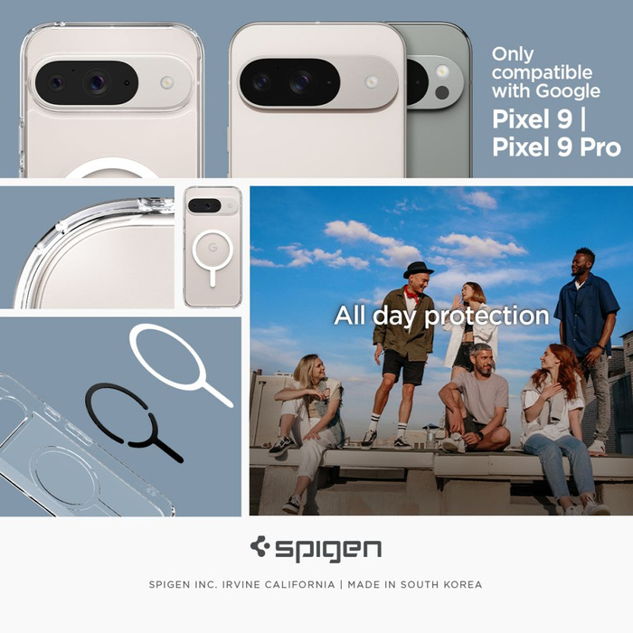 Cover Spigen Ultra Hybrid MagSafe ANELLO ONETAP GOOGLE PIXEL 9 PRO BIANCO