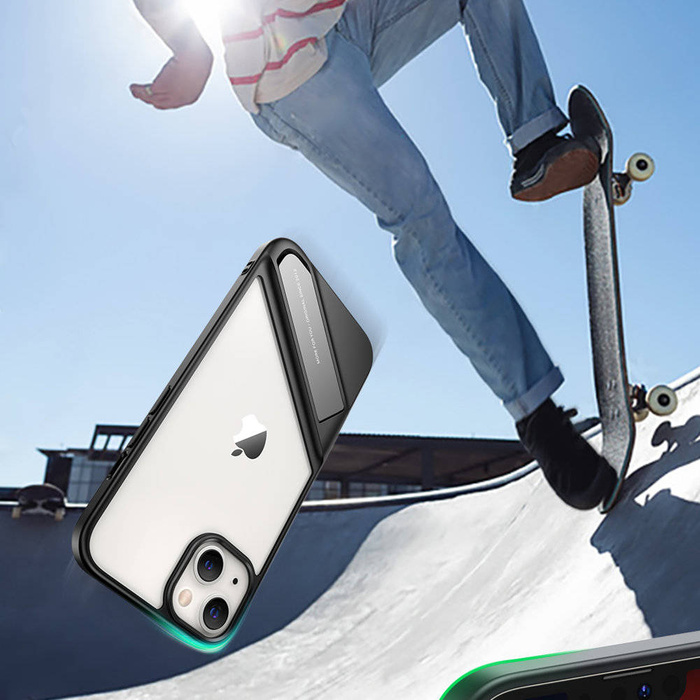 Ugreen Fusion Kickstand Case merev tok zselés kerettel és állvánnyal iPhone 13 Pro fekete (90153)