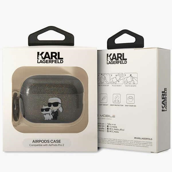 Case Karl Lagerfeld KLAP2HNKCTGK Airpods Pro 2 cover black/black Gliter Karl&amp;Choupette Case
