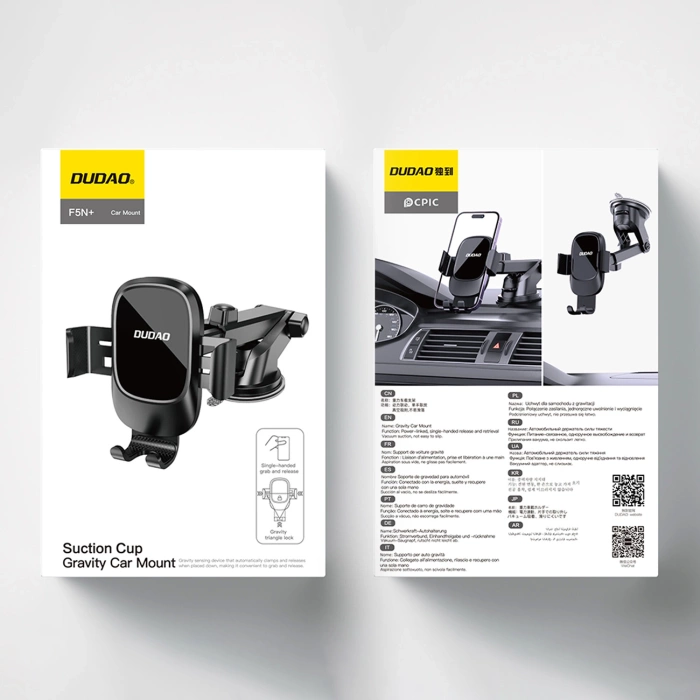 Dudao F5N+ Smartphone-Halterung mit Saugnapf, Schwerkraft - schwarz