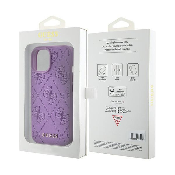 Funda Guess GUHCP15SP4EPMU iPhone 15 6.1" púrpura/morado claro durocase Cuero 4G Estampado Case