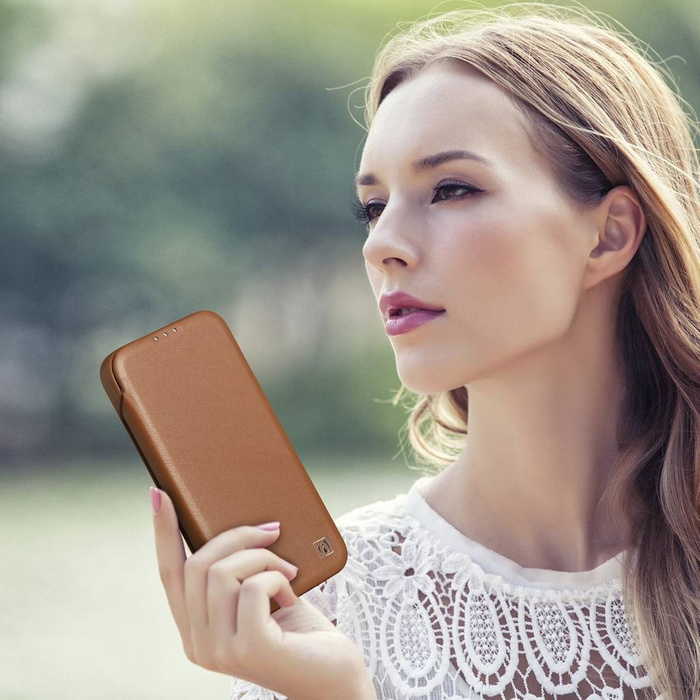 iCarer CE Étui folio en cuir de qualité supérieure pour iPhone 14 Plus Flip magnétique MagSafe Marron (WMI14220715-BN)