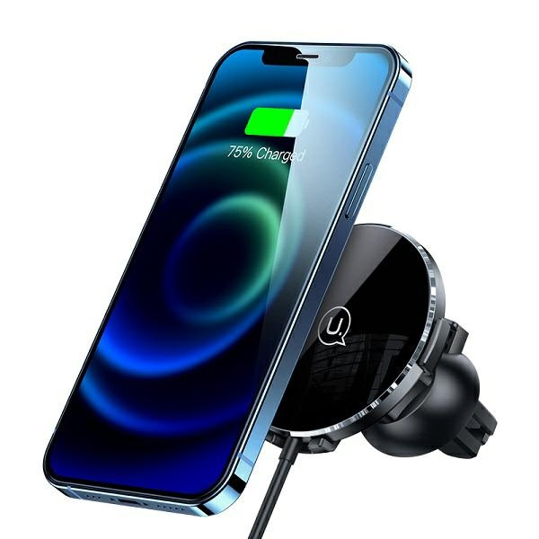 USAMS Lüftungsgitter Induktion Halterung 15W 2in1 Magnetisch Schwarz