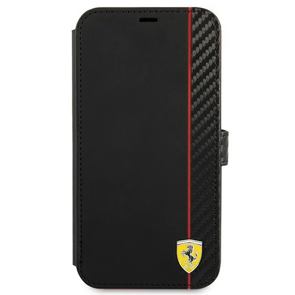 Čierne Puzdro FERRARI Apple iPhone 13 Book On Track Carbon Case