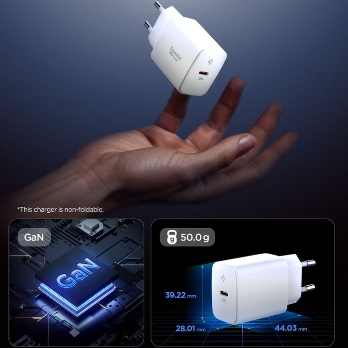 SPIGEN ESSENTIAL EE201EU CHARGEUR RÉSEAU 1-PORT 20W BLANC