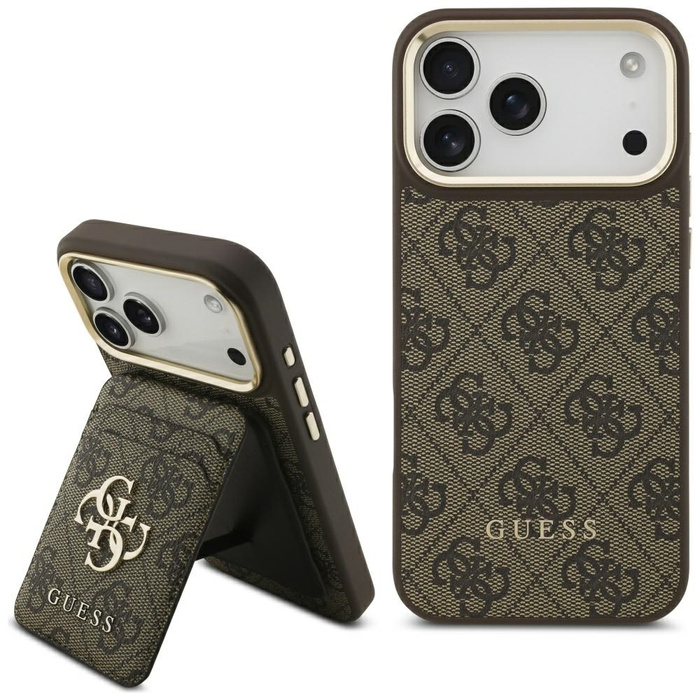 Etui Guess 4G z portfelem Magsafe do     iPhone 17 Pro Max brązowy