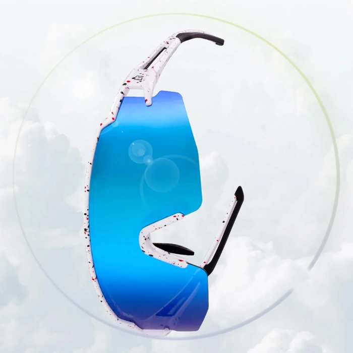 Rockbros Polarisierte Fahrradbrille mit UV-Schutz und Korrektureinsatz, blaue Gläser, Weiß