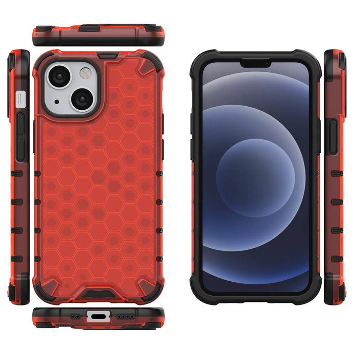 Cover per armatura a nido d&#39;ape con paraurti in TPU per iPhone 13 mini rosso