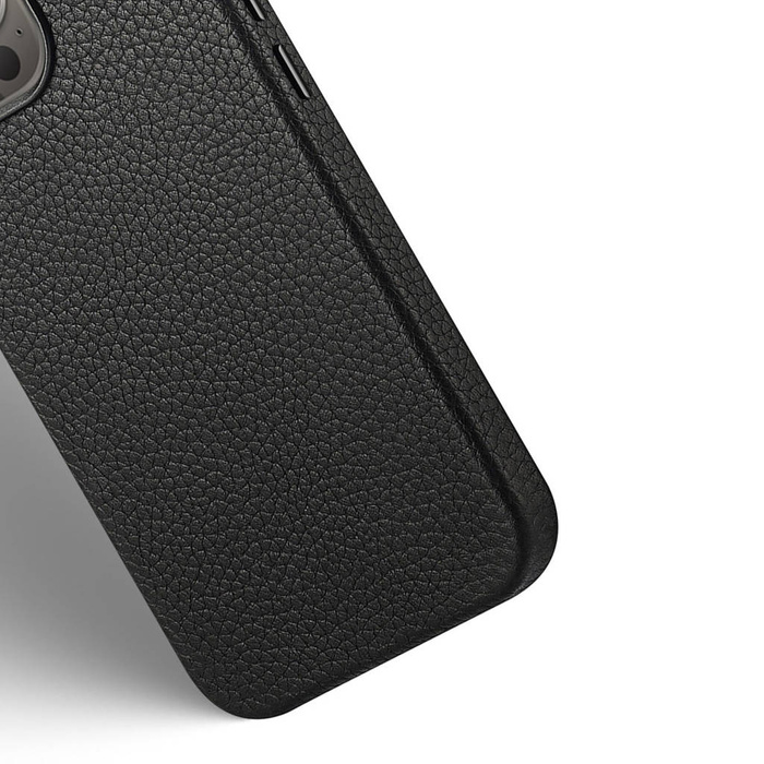 Custodia in pelle Dux Ducis Roma per iPhone 13 Pro Max elegante custodia in vera pelle nera