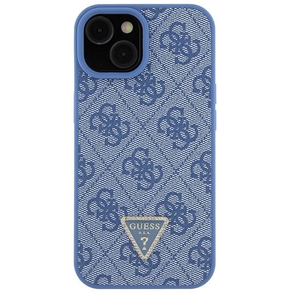 Hülle Guess GUHCP15SP4TDPB iPhone 15 6.1" blau/blau hartcase Leder 4G Triangle Strass Case