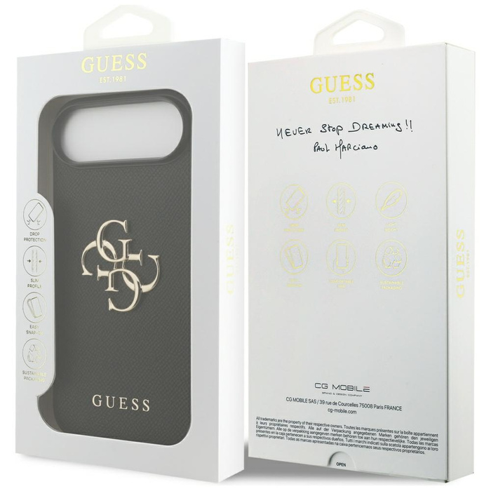 Etui Guess Grained Big 4G & Classic Logo do iPhone Air czarny