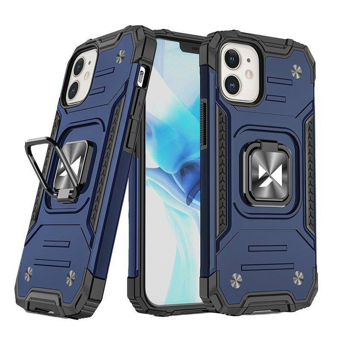 Funda Wozinsky Ring Armor para iPhone 14 Plus funda blindada soporte magnético anillo azul