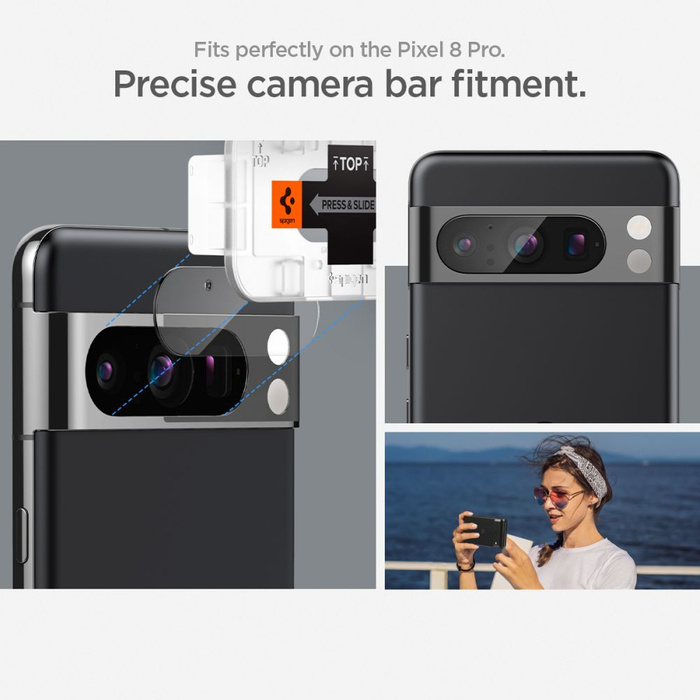 Cache caméra Spigen Optik.tr "ez Fit" Protecteur de caméra 2-pack Google Pixel 8 Pro Crystal Clear