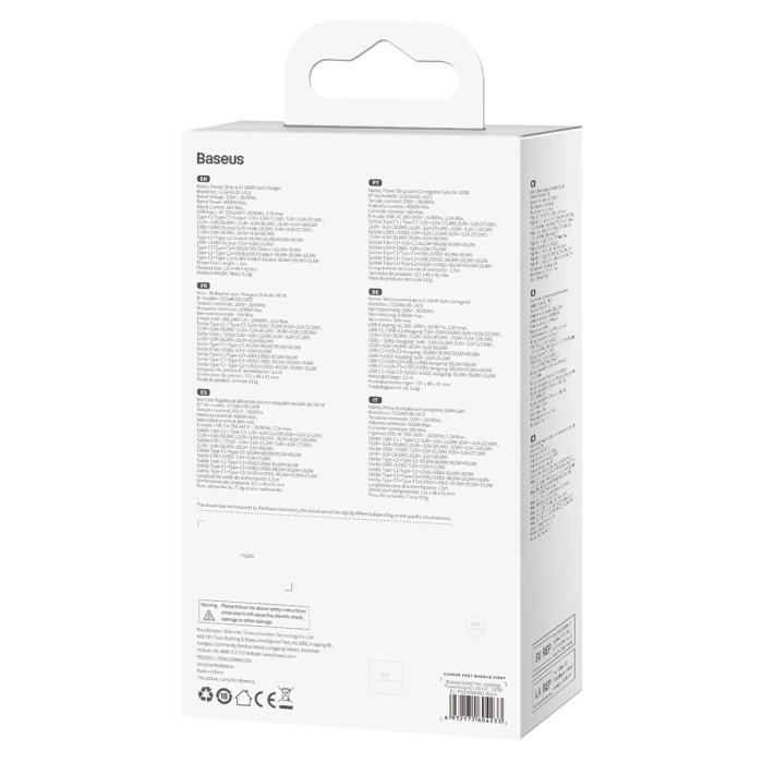 Ładowarka sieciowa / listwa zasilająca Baseus GaN3 Pro 2x USB + 2xUSB-C + AC, 100W (czarna)