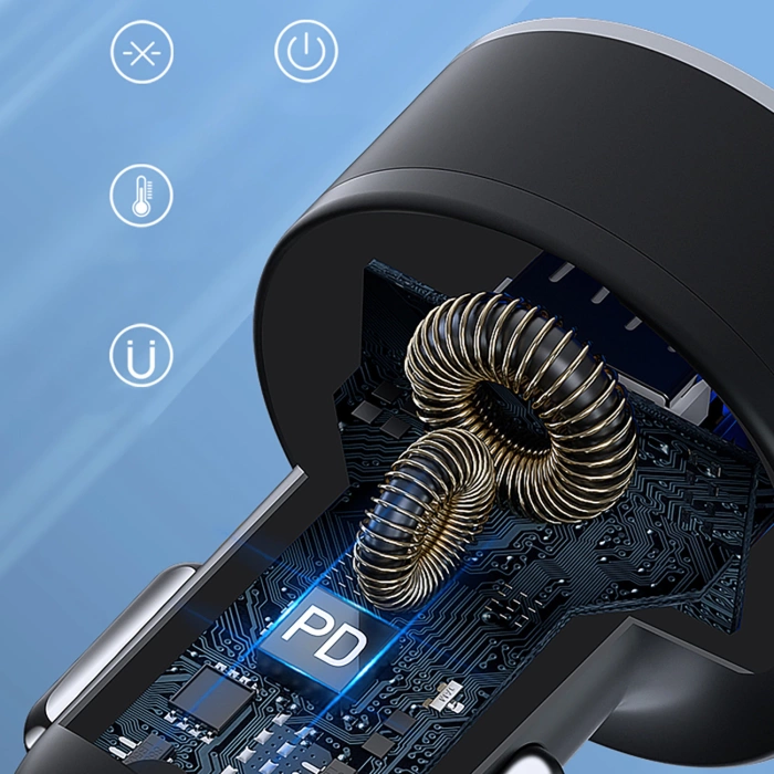 Wozinsky WDCCB Autoladegerät mit Display 50W 2xUSB-C / 2xUSB-A - Schwarz