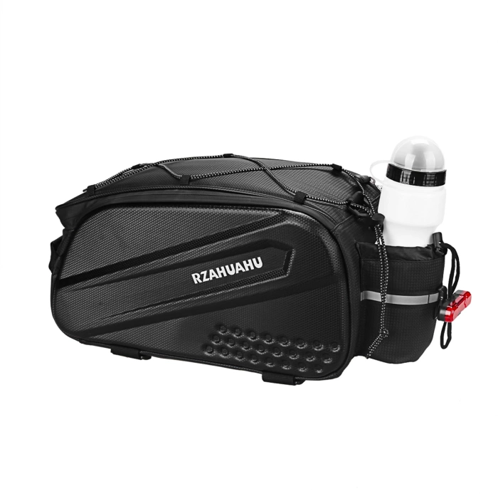 WYA36Y7S Fahrradträgertasche mit langem Riemen und erweiterbaren Seitentaschen – Schwarz