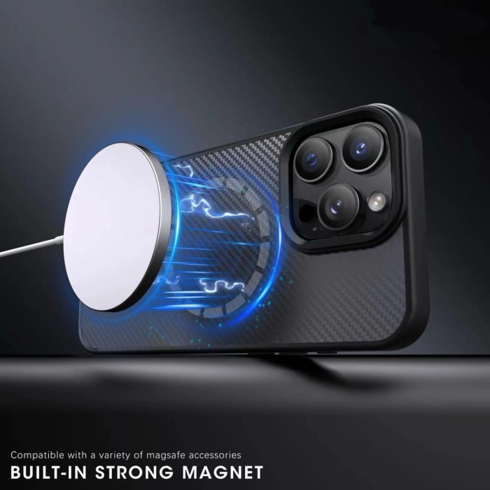 Wozinsky Carbon Fiber Case mit MagSafe für Samsung Galaxy S25+ - Schwarz