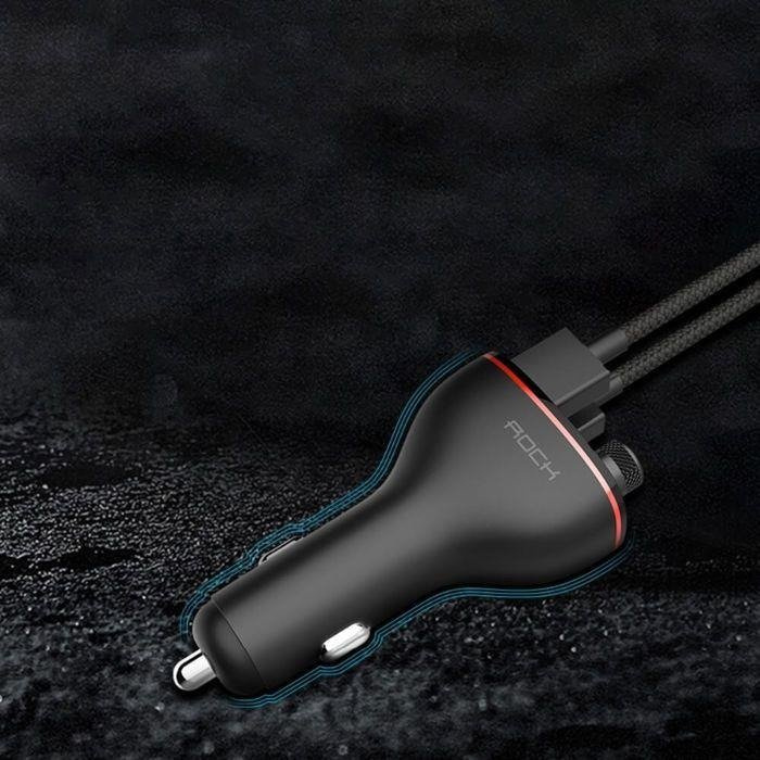 ROCK B300 2 PORTOS USB AUTÓS TÖLTŐ + FM ADÓ FEKETE