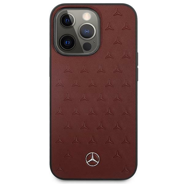 Mercedes MEHCP13LPSQRE iPhone 13 Pro / 13 6.1" rouge/rouge mallette en cuir motif étoiles