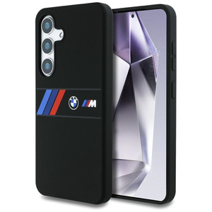 Cover BMW Silicone medio strisce tricolori MagSafe per Samsung Galaxy S25 nero