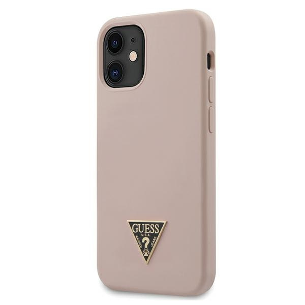 Cover GUESS Apple iPhone 12 Mini 5.4 Silicone Triangle Logo GUHCP12SLSTMLP Rosa Hardcase