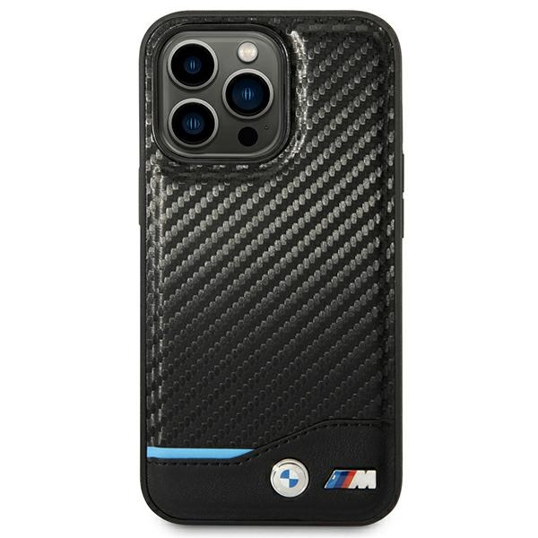Hülle BMW BMHCP14L22NBCK iPhone 14 Pro 6.1" schwarz/schwarz Leder Carbon