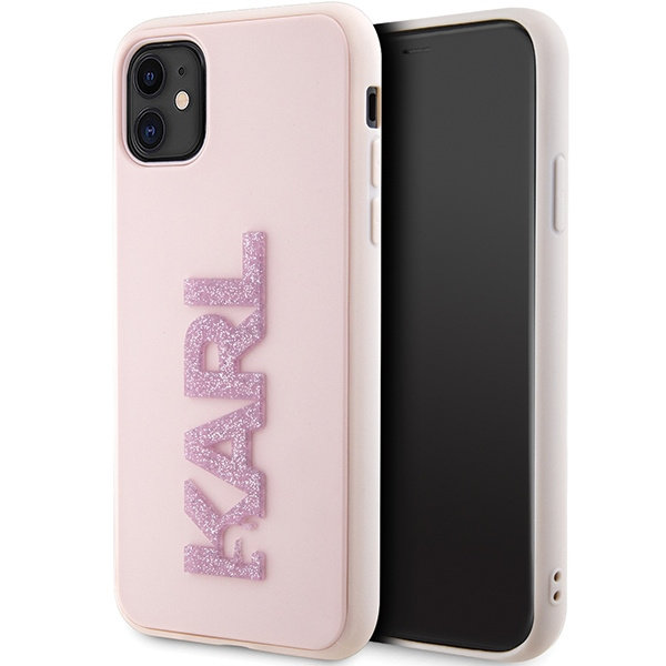 Karl Lagerfeld KLHCN613DMBKCP iPhone 11 / Xr 6.1" rose/pink hardcase 3D Rubber Glitter Logo
