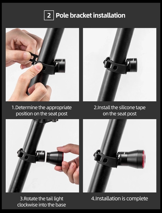 Rockbros Q5 rear bicycle light with intelligent stop system - black